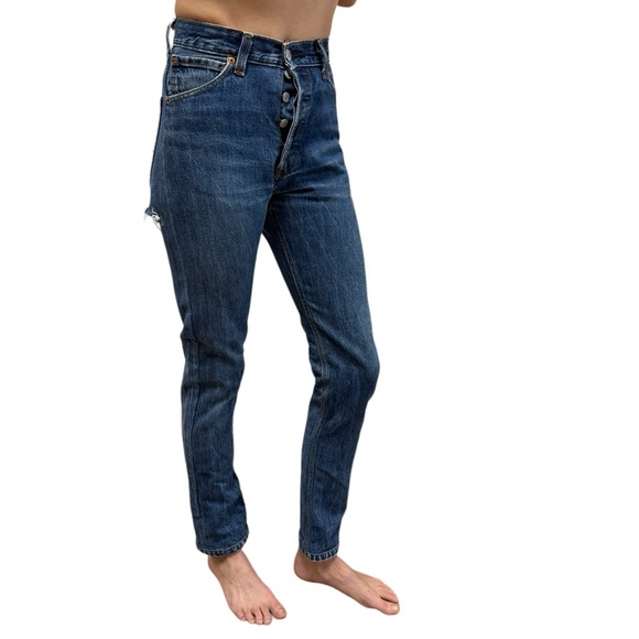 Levi's Redone 23" Button Fly Distressed Straight Leg Jeans - Picture 4 of 12